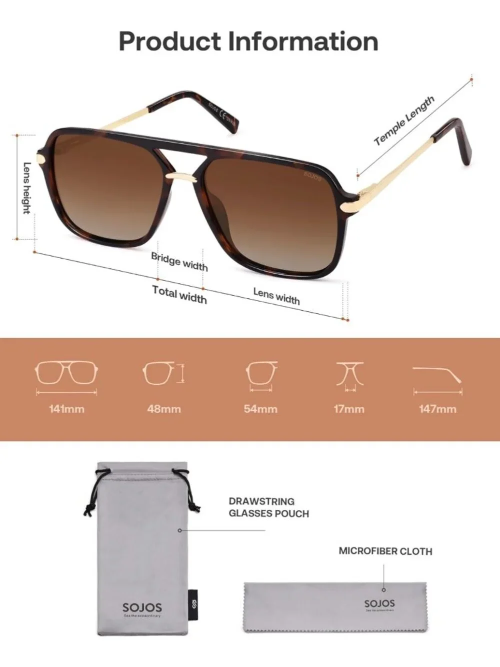 Trendy Polarized Aviator Sunglasses for Women & Men, Retro Double Bridge UV400